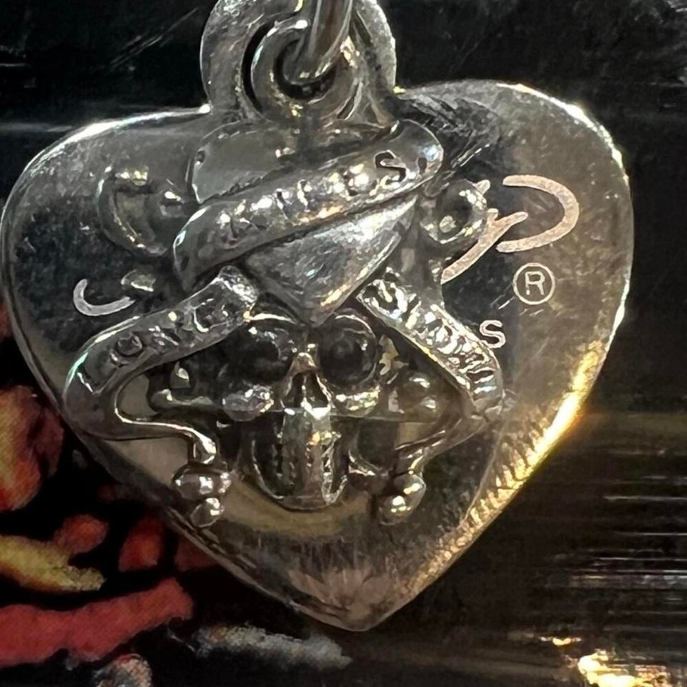 Ed Hardy Love Kills Slowly Heart Skull Necklace Y2K McBling NEW